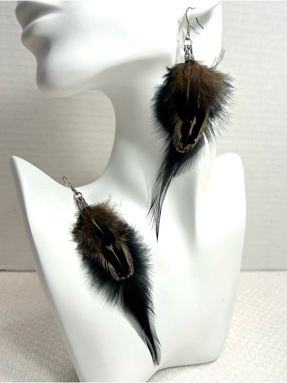 All Natural Handmade Feather Earrings Pierced Ears Pheasant Rooster Feathers New